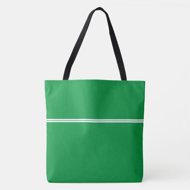 Tote Bag Doubles bandes de course blanches sur vert Kelly v (Devant)