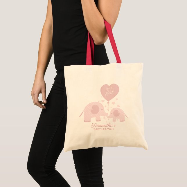 Tote Bag Douce éléphant rose Fille Baby Shower (Devant (produit))