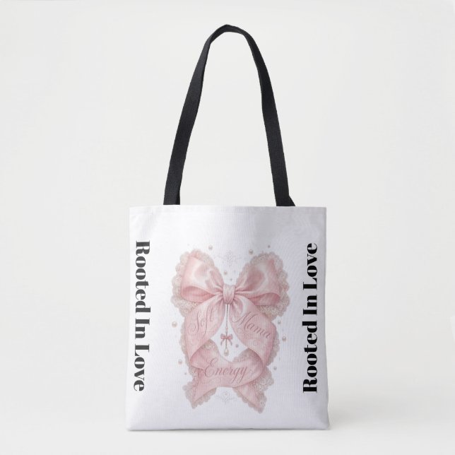 Tote Bag Douce Énergie Maman Rose Conception de Nœud Papill (Devant)