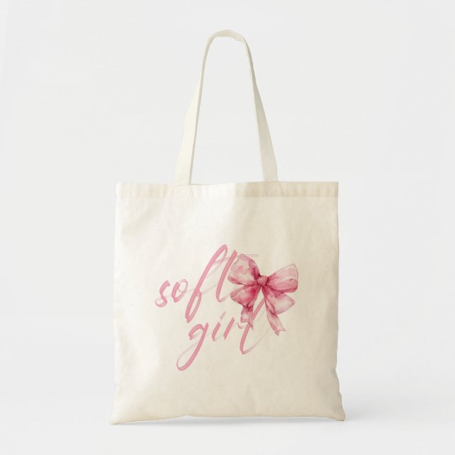 Tote Bag Douce Fille Arc Rose – Jolie Coquette (Devant)
