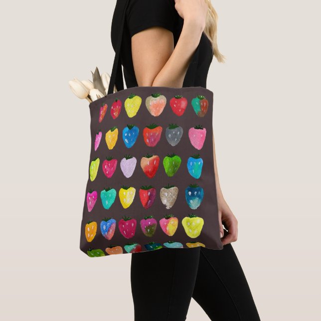 Tote Bag Douceur de fraise fruit mignon aquarelle (De près)