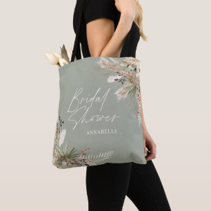 Tote Bag Douche nuptiale pour pampas eucalyptus sauge vert