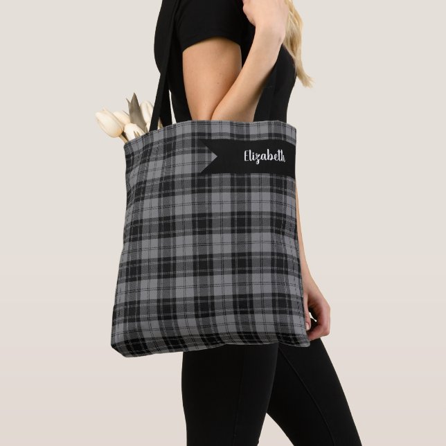Tote Bag Douglas Grey Taraid Plaid Black Grey (De près)
