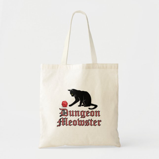 Tote Bag Doungeon Meowster Drôle RPG Chat avec dés (Devant)