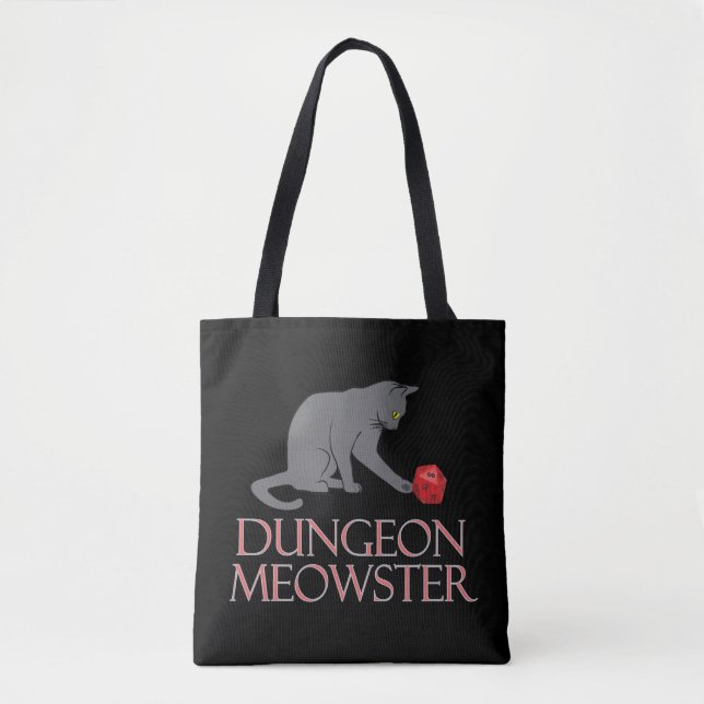 Tote Bag Doungeon Meowster Drôle RPG Chat avec dés (Devant)