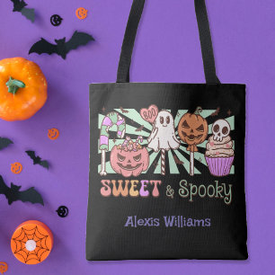 Tote Bag Doux et éffrayant, tour ou traiter Noir