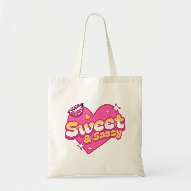 Tote Bag Doux et Sassy Rétro Cœur (Devant)