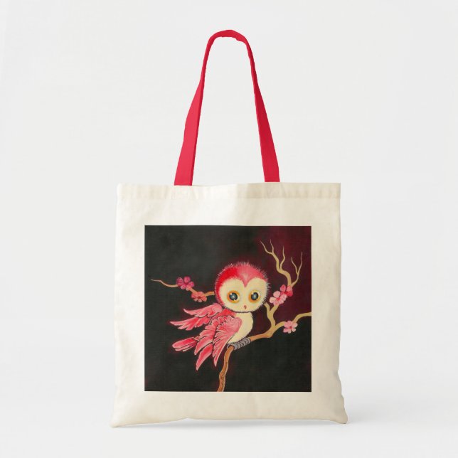 Tote Bag Doux Hibou Rouge (Devant)