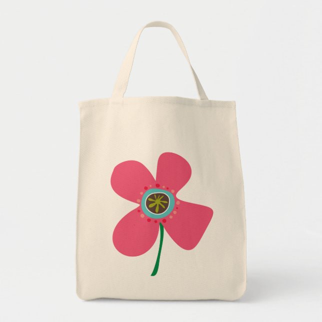 Tote Bag Doux rose marmite Pop Fleur été Fleur Whimsical mi (Devant)