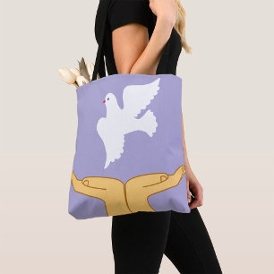 Tote Bag Dove Bird World Peace White