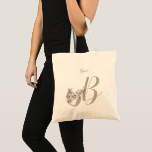 Tote Bag Dove Elegant Monogramme Initiale B Personnalisé