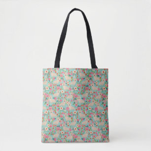 Tote Bag Doxie crème floral - floral crème