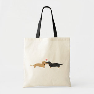 Tote Bag Doxie Smooch avec coeur   Caricature pour chiens W
