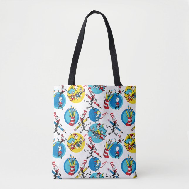 Tote Bag Dr Seuss | Caractères avec Motif de crayons (Devant)