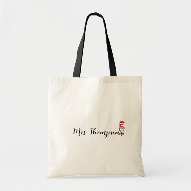 Tote Bag Dr Seuss | Chat dans l'icône du Casquette Nom pers (Devant)
