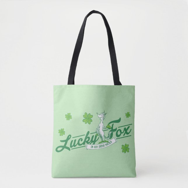 Tote Bag Dr Seuss | Lucky Fox Dans Ses Chaussettes Irlandai (Devant)