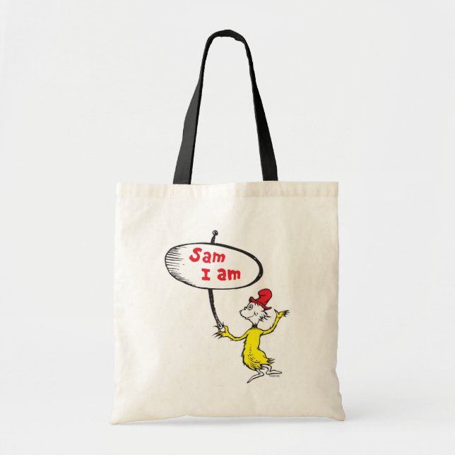 Tote Bag Dr. Seuss | Sam-I-Am tenant une pancarte (Devant)