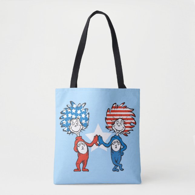 Tote Bag Dr Seuss | Une chose Deux graphiques patriotiques (Devant)
