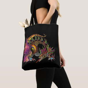 TOTE BAG DRAGO / DRAGON D'OR IMAGINAIRE EN PURPLE ET NOIR