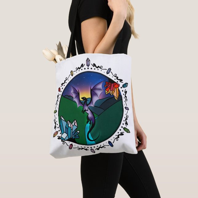 Tote Bag Dragon Améthyste Élégant en cristal magique Twilig (De près)