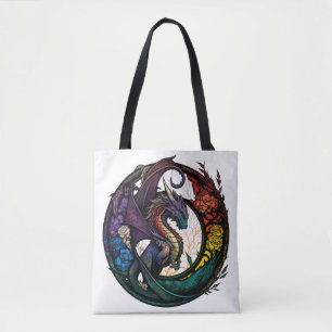 Tote Bag Dragon Animal Portrait Vitrail Faune Libre
