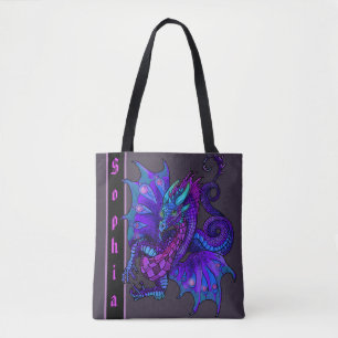 Tote Bag Dragon Art Nouveau style Purple Dragon