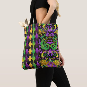 Tote Bag Dragon aux couleurs mardi Gras, Diamant