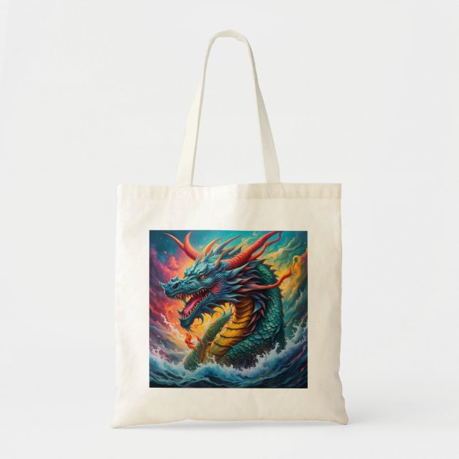 Tote Bag Dragon bleu mythique de la mer (Devant)