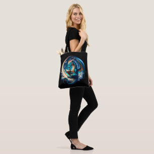 Tote Bag Dragon Bookworm, Lecture au clair de lune