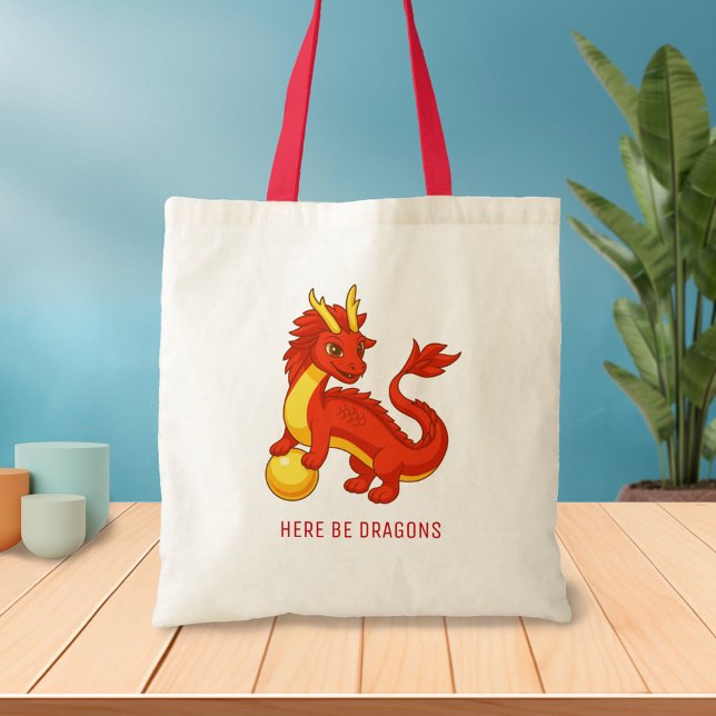 Tote Bag Dragon Chinois Rouge (Créateur téléchargé)