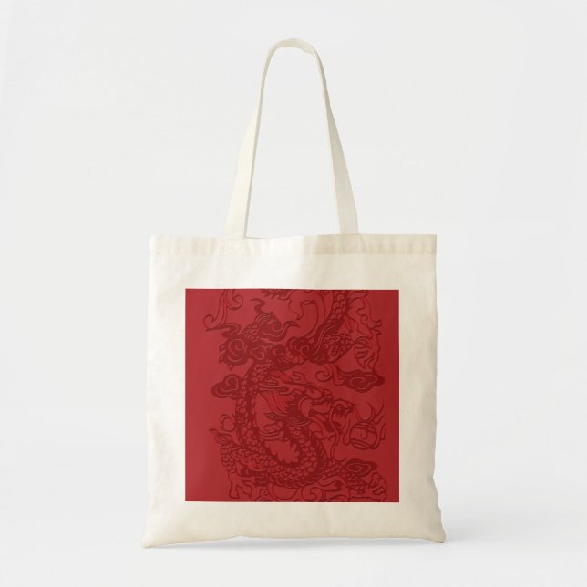 Tote Bag Dragon coréen chinois d'Asie rouge (Devant)