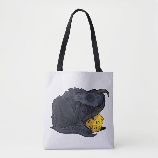 Tote Bag Dragon D20 noir (Devant)