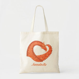 Tote Bag Dragon de coeur orange sur blanc