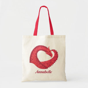 Tote Bag Dragon de coeur rouge personnalisé