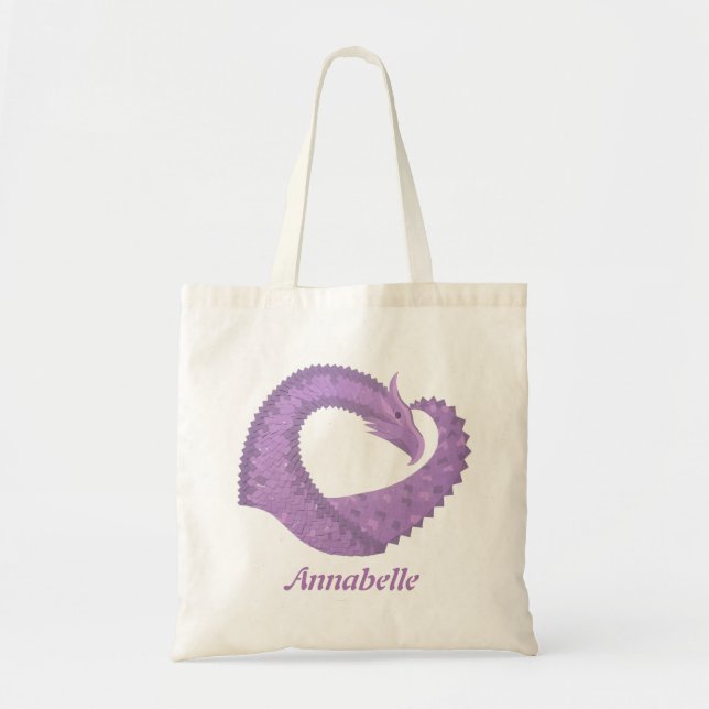 Tote Bag Dragon de coeur violet de lavande blanc (Devant)