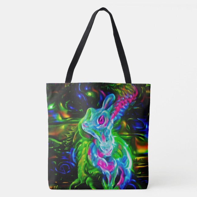 Tote Bag Dragon de lapin psychédélique à Neon Imaginaire (Devant)