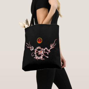 Tote Bag DRAGON DE MER RUBY, noir et blanc rouge