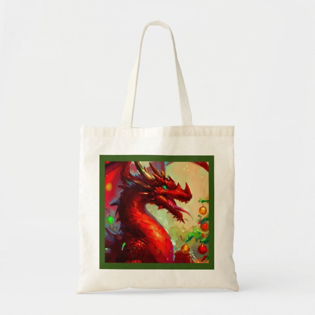 Tote Bag Dragon de Noël 1 (Devant)