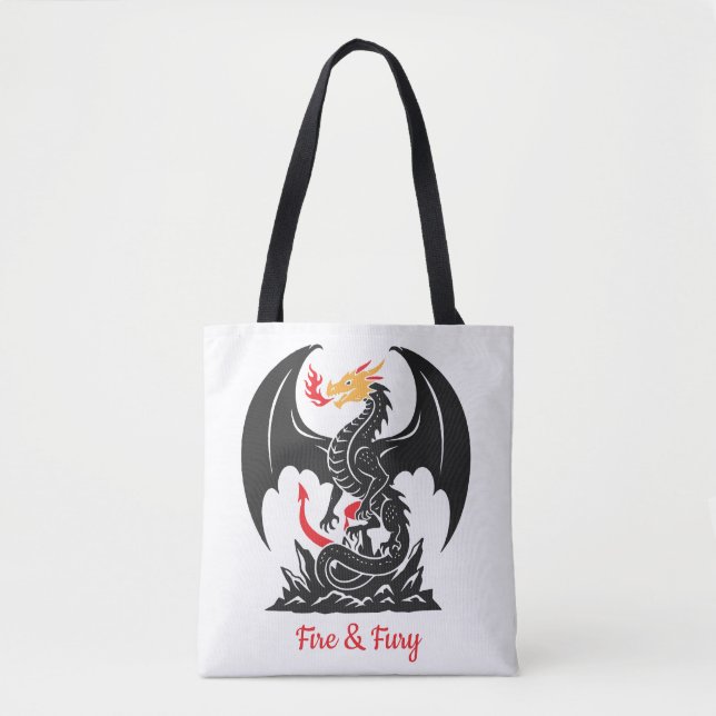 Tote Bag Dragon Fantastique Respirant du Feu Graphique Pers (Devant)