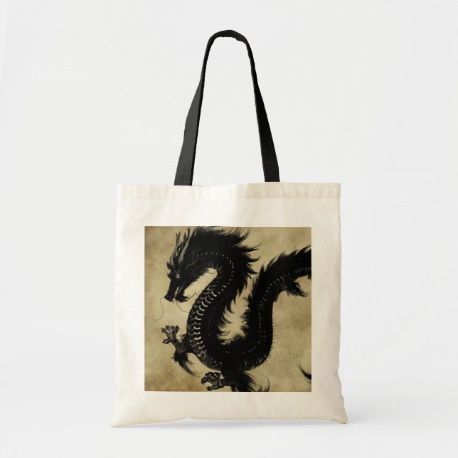 Tote Bag Dragon noir (Devant)