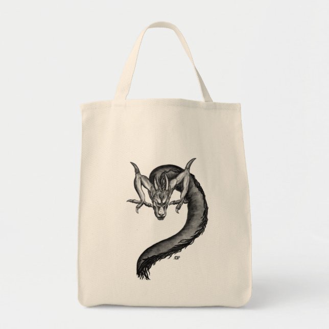 Tote Bag Dragon noir et blanc (Devant)