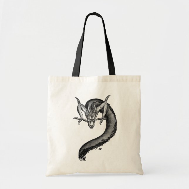 Tote Bag Dragon noir et blanc (Devant)