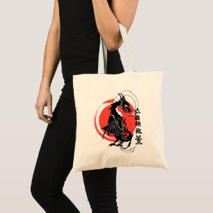 Tote Bag Dragon noir, lune rouge