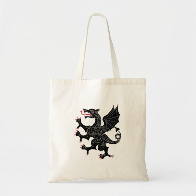Tote Bag Dragon rampant de sable (Devant)