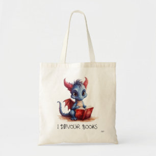 Tote Bag *~* DRAGON RED BLUE - LECTURE DEVour LIVRES AP88