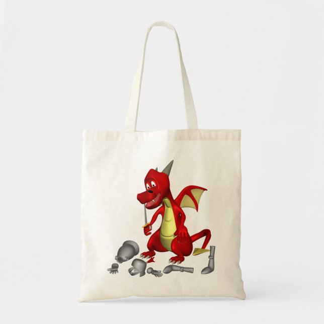 Tote Bag Dragon rouge ramasse le chevalier dans les dents (Devant)