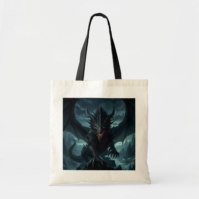 Tote Bag Dragon sombre et médiéval (Devant)