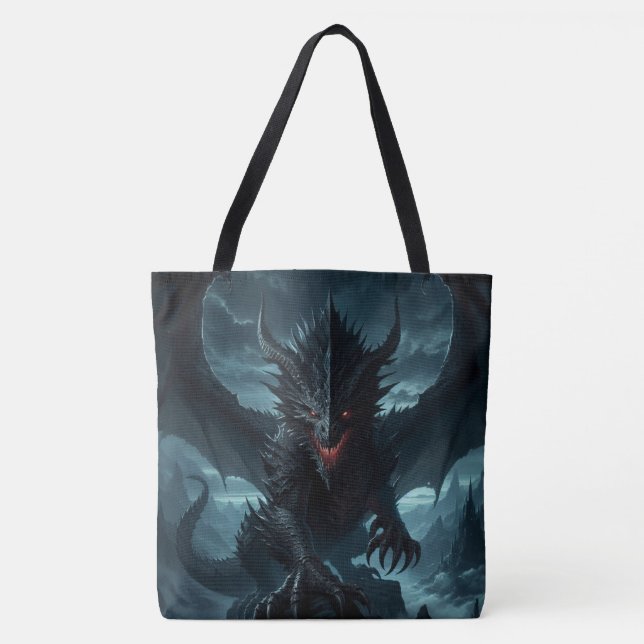 Tote Bag Dragon sombre et médiéval (Devant)
