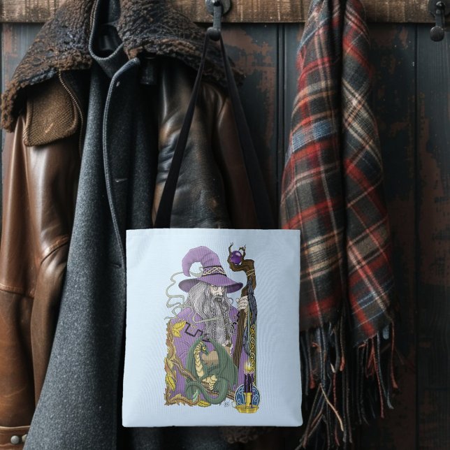 Tote Bag Dragon Sorcier Celtique Fantastique Violet (Créateur téléchargé)