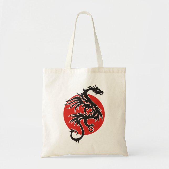 Tote Bag Dragon Sun - noir rouge blanc + vos idées (Devant)